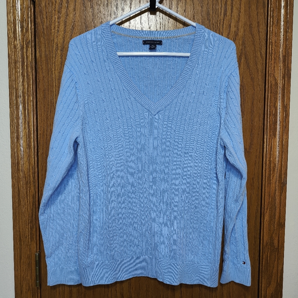 Women's Tommy Hilfiger Blue Cable Knit Sweater, Size XXL
